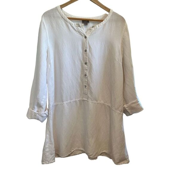 J. Jill XL Linen Blend Popover Tunic Lagenlook Coastal Grandma - Picture 1 of 9